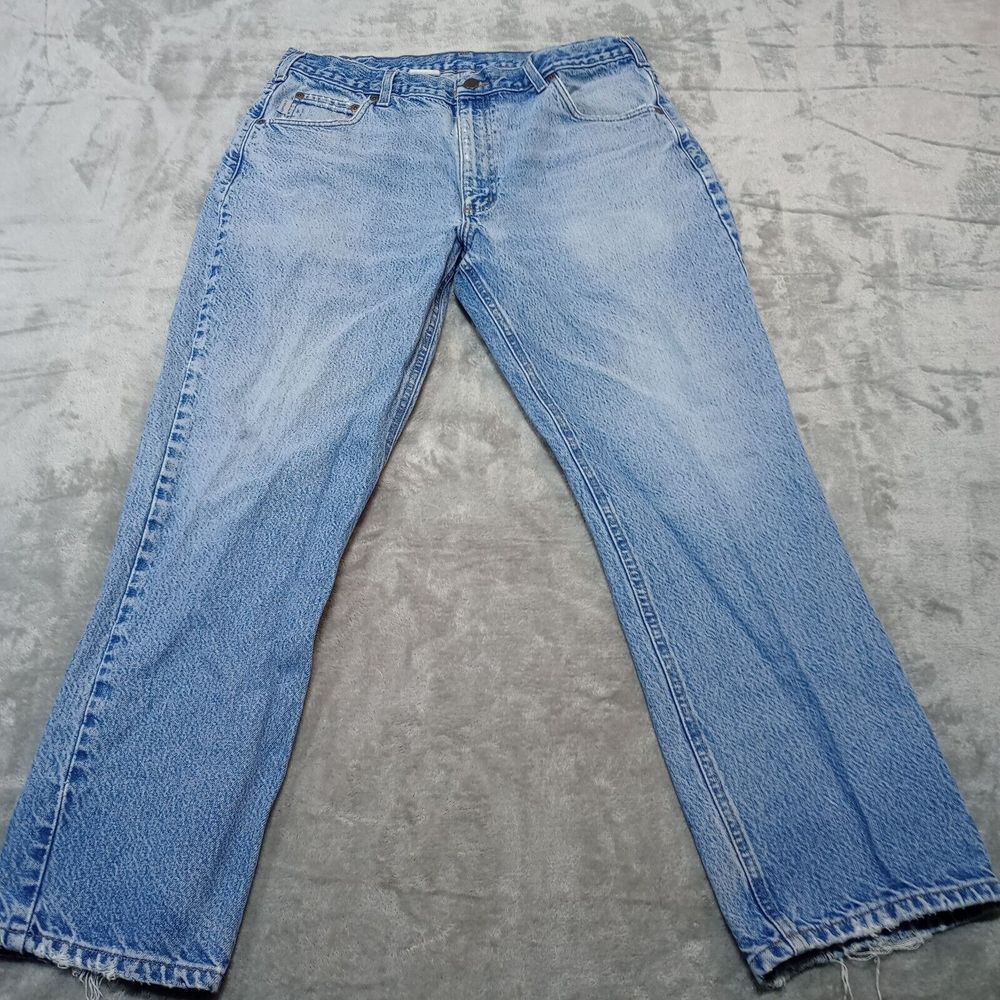Carhartt Jeans 34 x 28.5 Blue Medium‎ Wash Traditional Fit Straight B18 DST VTG